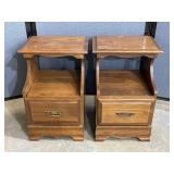 2 Vintage Step-Back End Tables W/Drawers