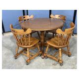 Round Top Table W/Round-Back Chairs On Wheels