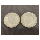 Lot Of 2 - 1922 Silver Peace Dollars