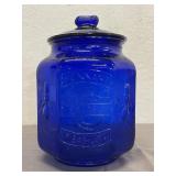 Vintage Planters Mr. Peanut Cobalt Blue Glass Jar