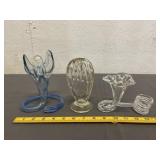 3 Murano Style Decorative Glass Sculptures