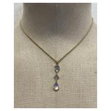 14k Gold Necklace W/Tear Drop Shaped Pendant