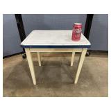 Vintage Porcelain Enamel Top Child Kitchen Table