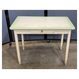 Vintage Porcelain Enamel Top Table 40'x25'x30.5'