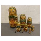 10 Pc Vintage Russian Nesting Dolls