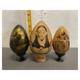Hand Painted Decorative Eggs On Pedestals