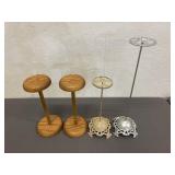2 Metal & 2 Wood Vintage Hat Stands