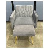 Velvet Accent Chair W/Ottoman
