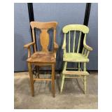 2 Vintage Wood High Chairs