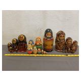 3 Sets Of Vintage Russian Nesting Dolls