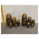 2 Sets Of Vintage Russian Nesting Dolls