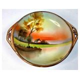Nippon Hand-Painted Porcelain Bowl with Landscape