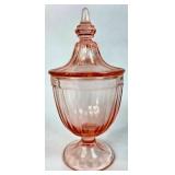 Pink Depression Glass Lidded Candy Dish