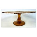 Amber Glass Pedestal Cake Stand with Scalloped Edg