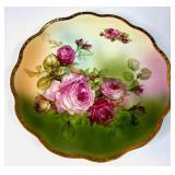 Hand-Painted Porcelain Plate with Rose Motif