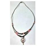 Pink Beaded Necklace with Dreamcatcher Pendant