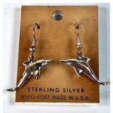 Sterling Silver Dolphin Hook Earrings Made in USA