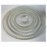 Clear Glass Serving Platter with Ribbed Design