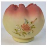 Fenton Hand-Painted Rose Bowl Vase with Floral Des