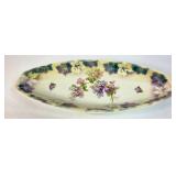 Hand-Painted Porcelain Celery Dish with Floral Dec