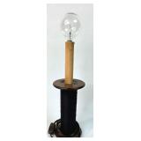 Industrial Spool Lamp with Exposed Bulb Design