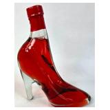 Red Glass High-Heel Decorative Bottle