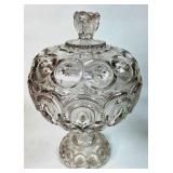 Clear Pressed Glass Pedestal Covered Compote