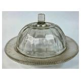 Pressed Glass Butter Dish with Lid