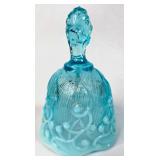 Blue Glass Decorative Bell with Floral Design