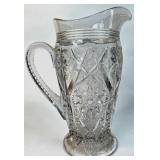 Pressed Glass Water Pitcher with Floral Motif