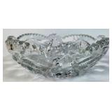 Clear Cut Glass Bowl With Scalloped Edges