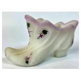 Fenton Hand-Painted Milk Glass Shoe Figurine