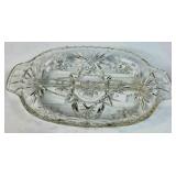 Pressed Glass Divided Relish Dish with Decorative