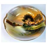 Hand-Painted Nippon Ceramic Bowl with Scenic Desig