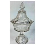 Clear Pressed Glass Pedestal Covered Dish