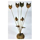 Metal Floral Sculpture With Tulip-Like Accents