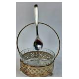 Crystal Bowl with Metal Holder and Spoon