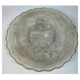 Iridescent Glass Plate with Sunflower and Greek Ke