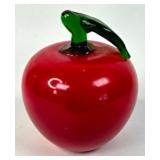 Red Glass Apple With Green Stem
