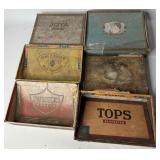 6 Vintage Cigar Boxes Mixed Brands