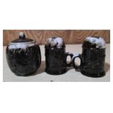 Rooster Motif Ceramic Condiment Set, 3 Pieces