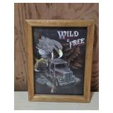 Wild & Free Framed Art Eagle and Semi Truck