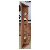 Wooden Wall Shelf with Heart Cutouts and Pegs