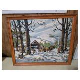 Winter Farm Scene Paint By Number Framed Art