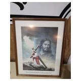 Framed Jesus Religious Print with Wooden Frame
