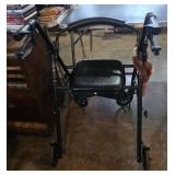 Medline Black Four-Wheel Rolling Walker Seat