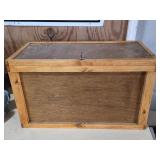 Wooden Chest With Hinged Lid and Latch