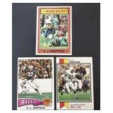 O.J. Simpson 1970's Topps 3 Card Lot