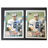 Lot of 2 1989 Topps Troy Aikman Rookie Cards