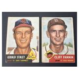 1953 Topps Baseball Card Lot of 2 St. Louis